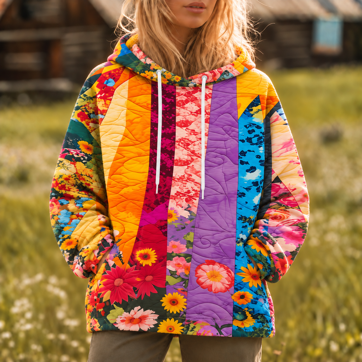 Allison Quilted Floral Hoodie