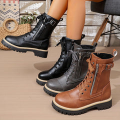 Henrietta | Lace-Up Side-Zip Combat Boots