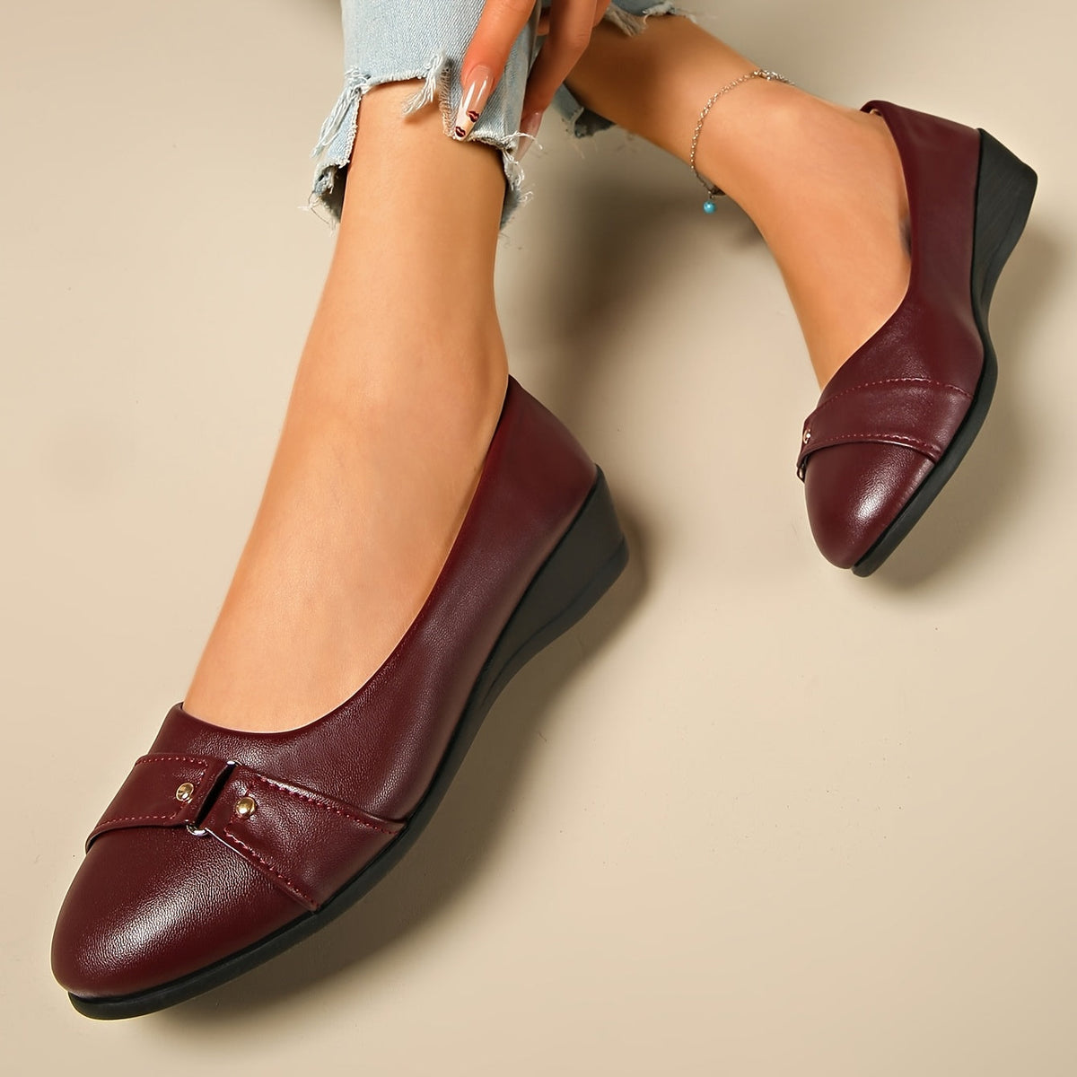Corinna | Buckle Detail Wedge Loafers