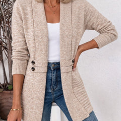 Lidia | Fitted Open-Front Cardigan - Khaki