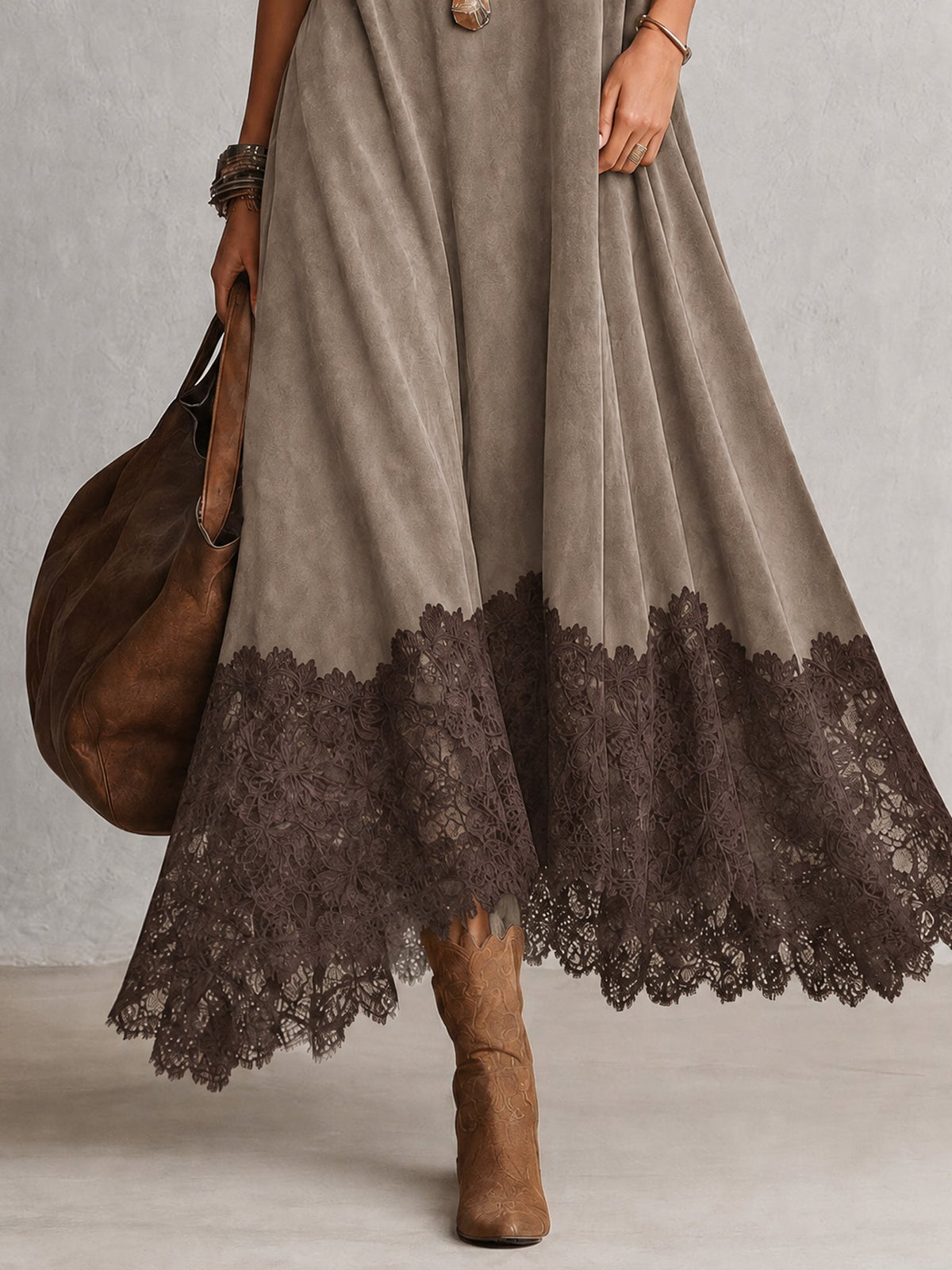 Odessa lace hem maxi dress detail