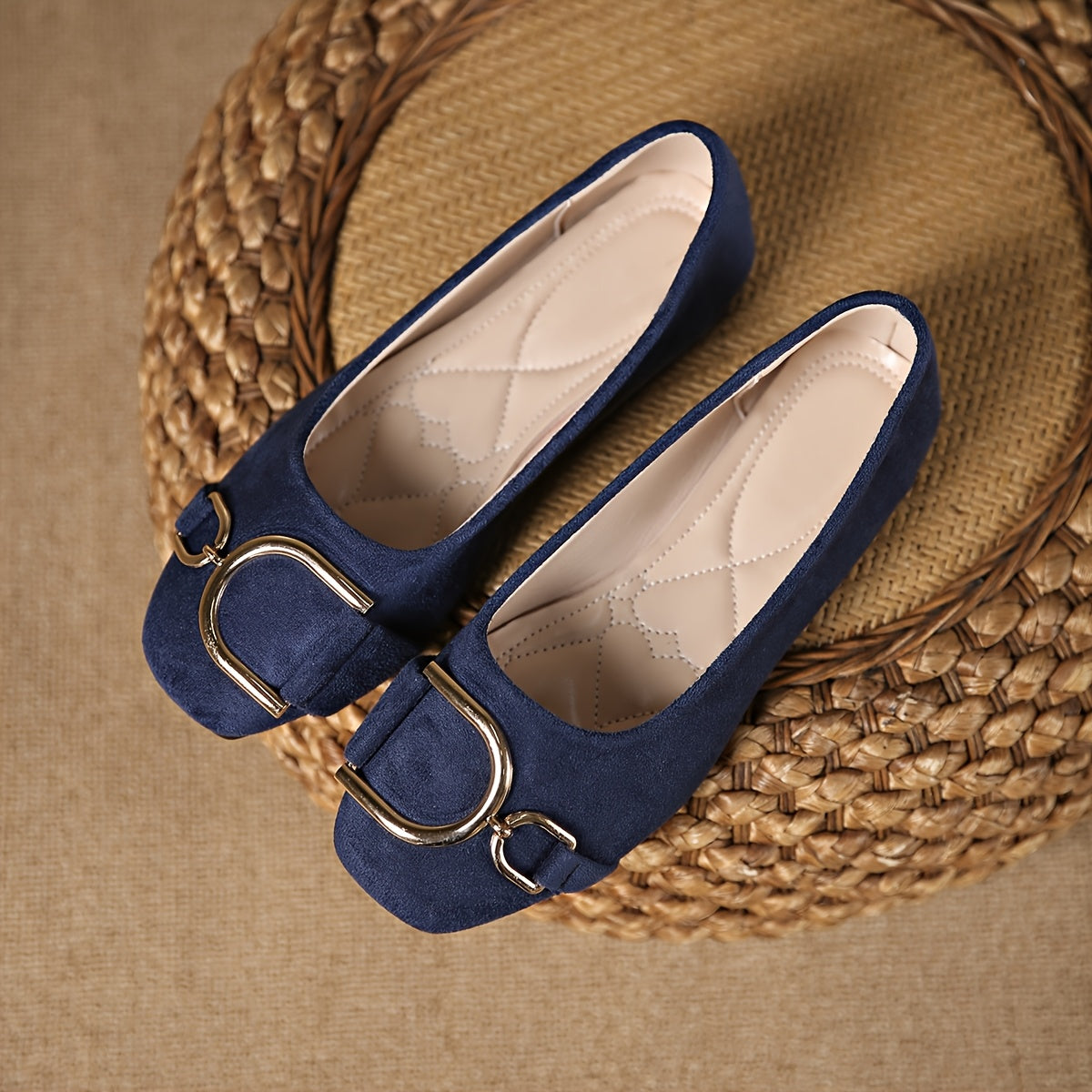 Irina | Square-Toe Buckle Ballet Flats