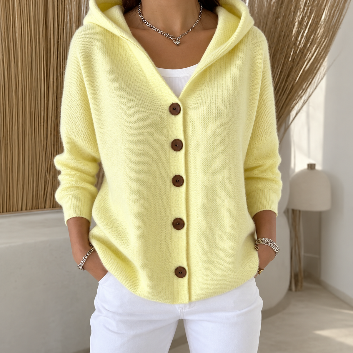 Marie Hooded Button Cardigan