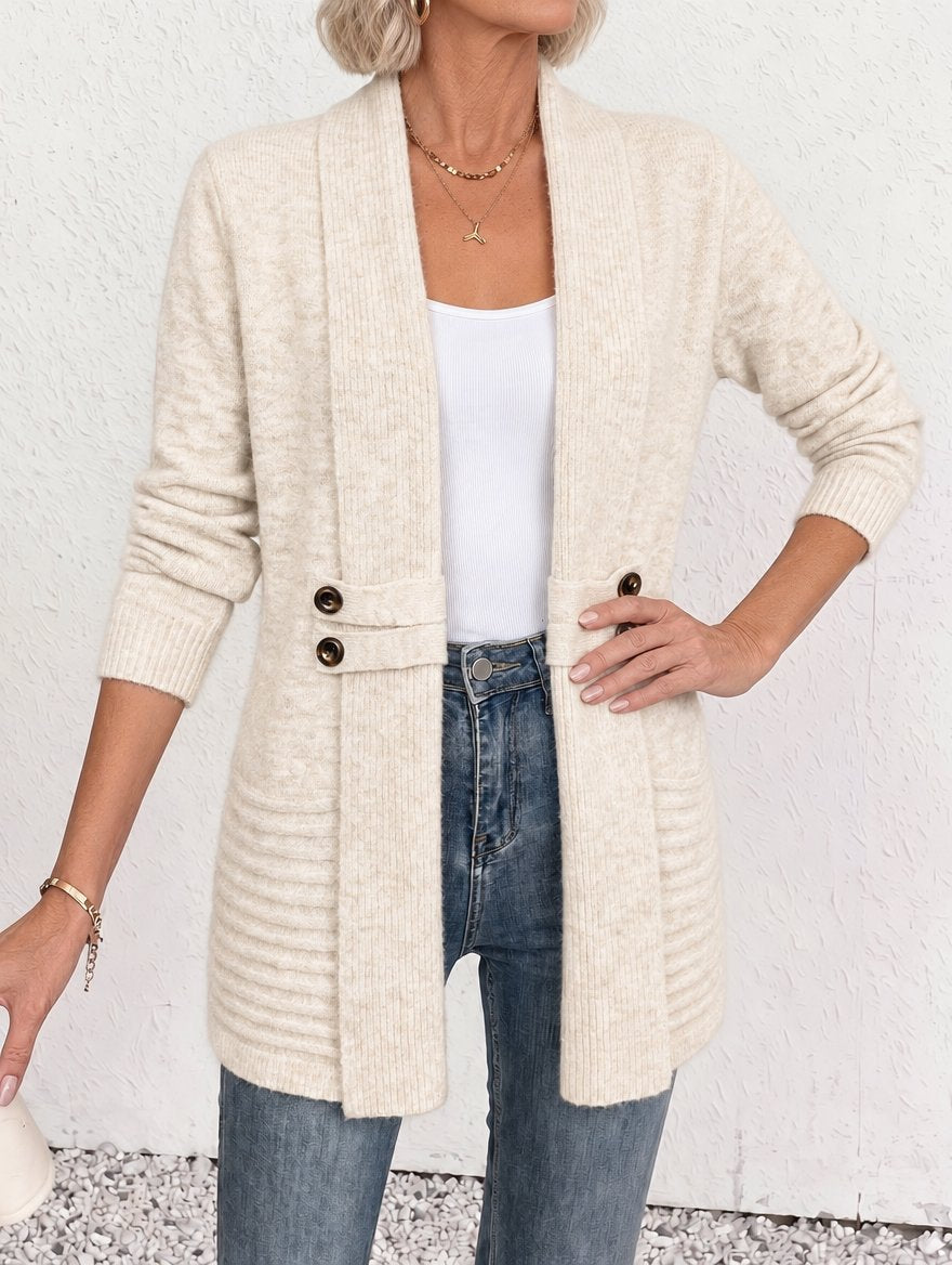 Lidia | Fitted Open-Front Cardigan - Apricot