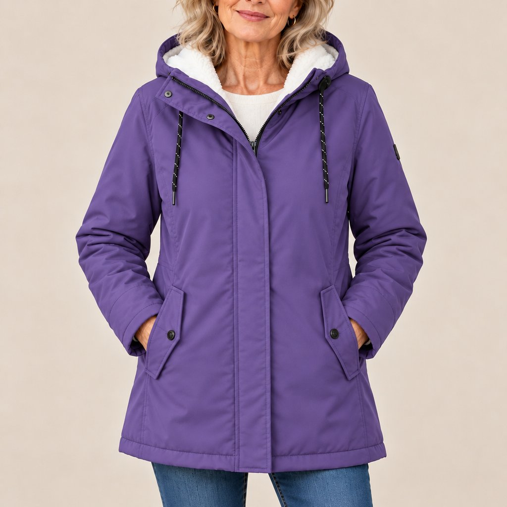 Maeve hooded parka coat in purple