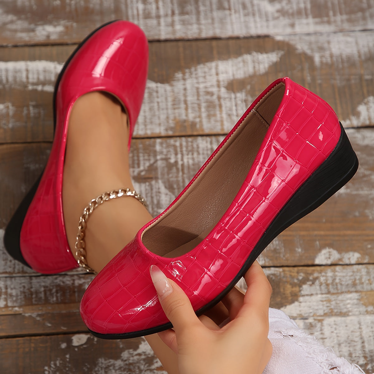 Posy | Glossy Low-Wedge Pumps