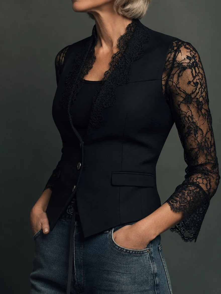 Nadine | Elegant Top with Sheer Sleeves