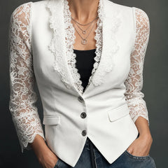 Nadine | Elegant Top with Sheer Sleeves - White