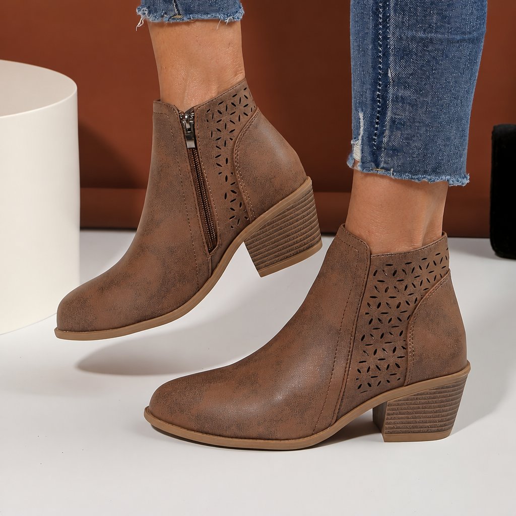 Celestine cutout comfort ankle boots - Brown