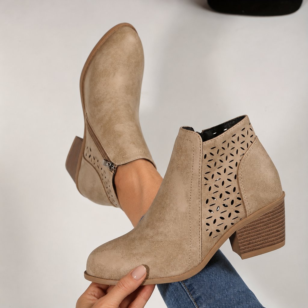 Celestine cutout comfort ankle boots - Beige