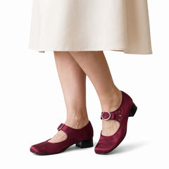 Chloe Mary Jane shoes in burgundy