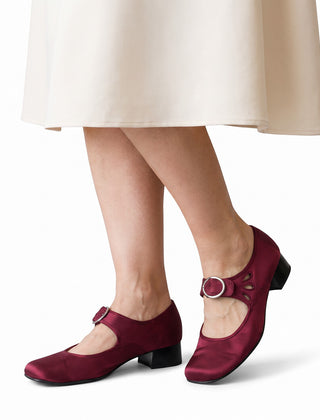 Chloe Mary Jane shoes in burgundy
