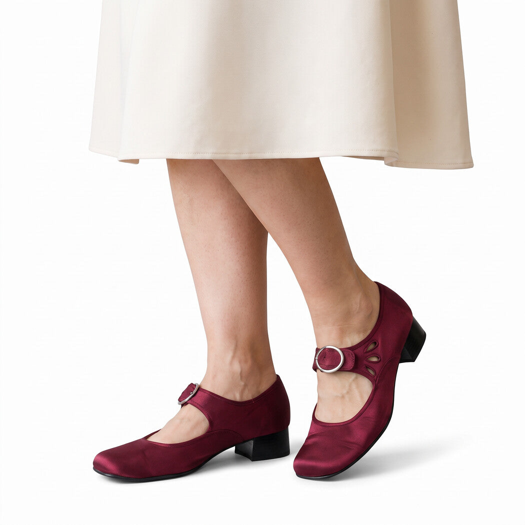 Chloe Mary Jane shoes in burgundy