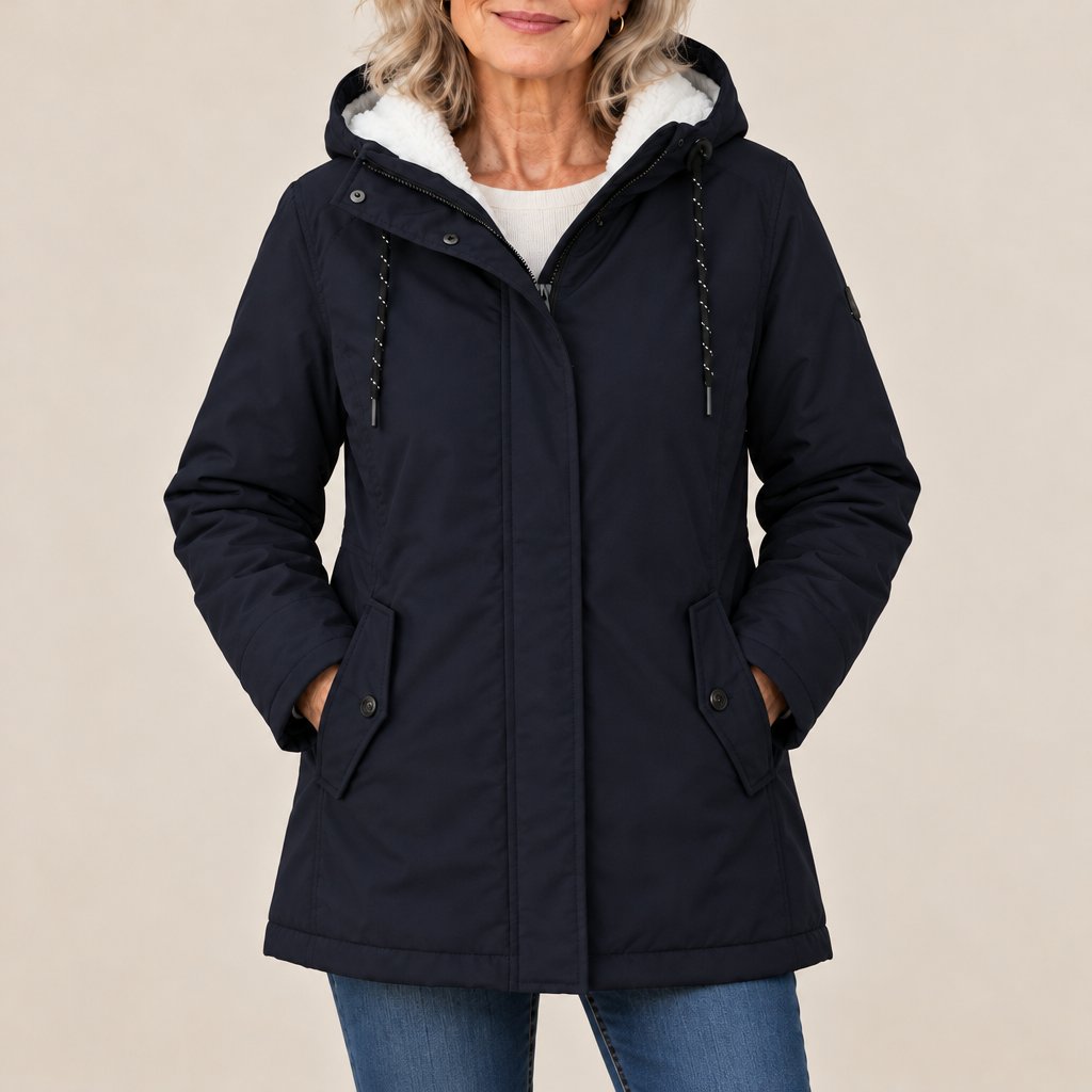 Maeve hooded parka coat in navy