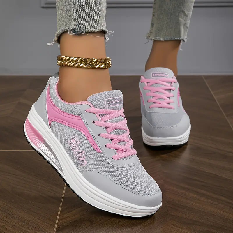 Della orthopedic air cushion sneakers in gray-pink