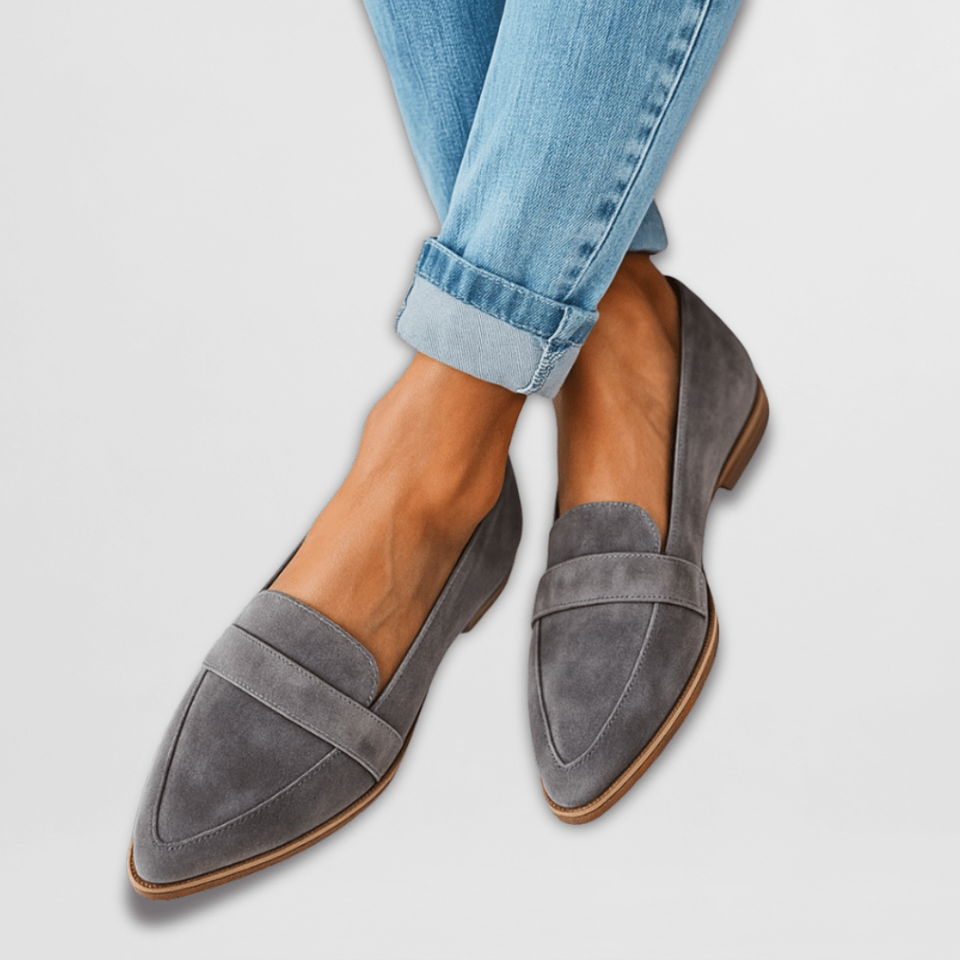 Joanna Pointed Flat Loafers in gray