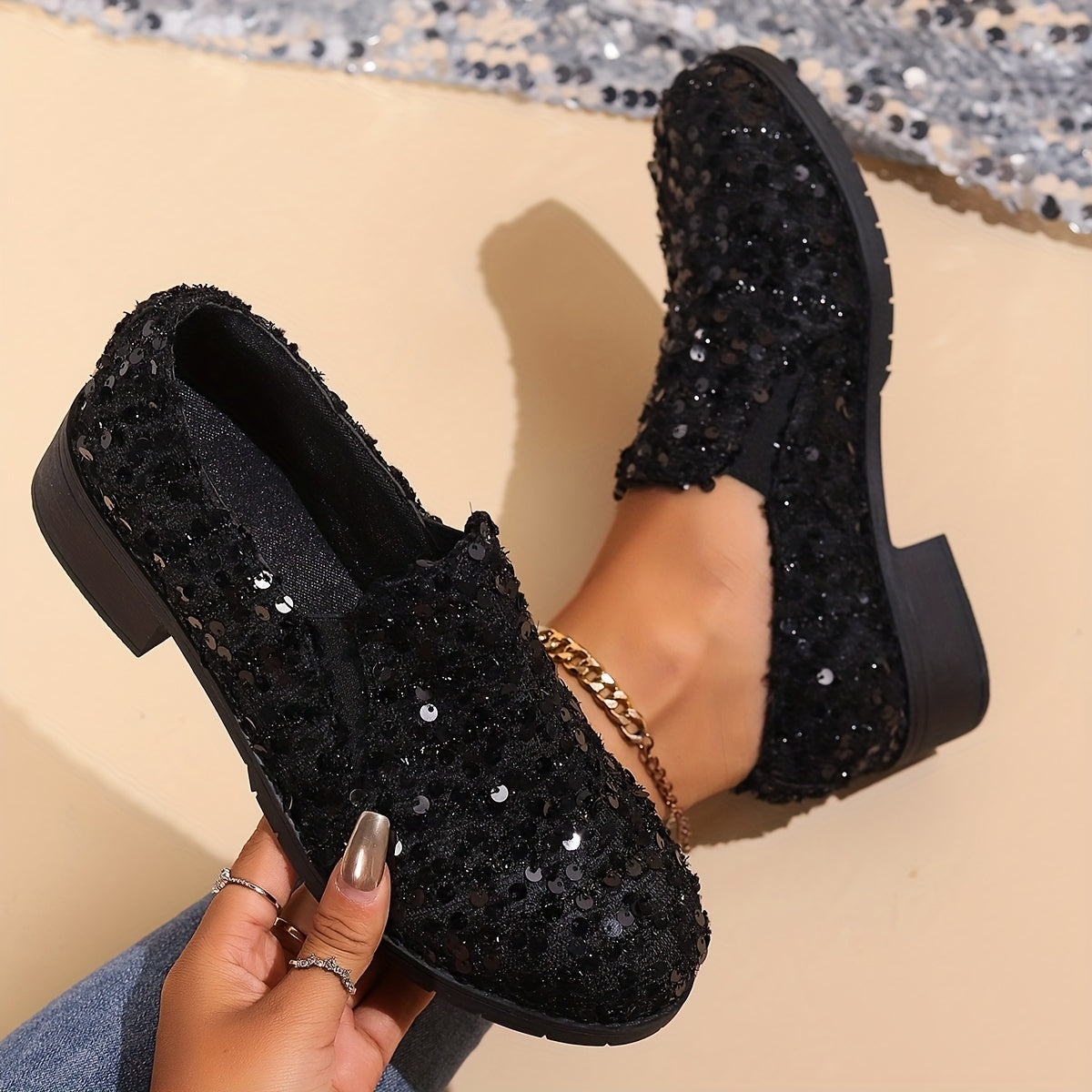 Merle | Sequin Slip-On Loafers