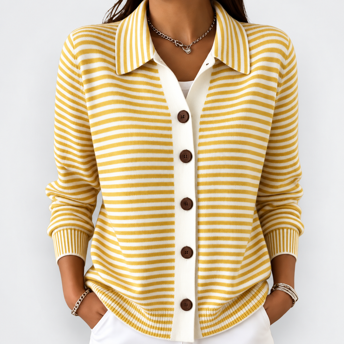 Lesley | The Striped Cardigan