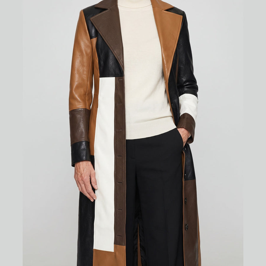 Nadia Patchwork Long Coat, front view