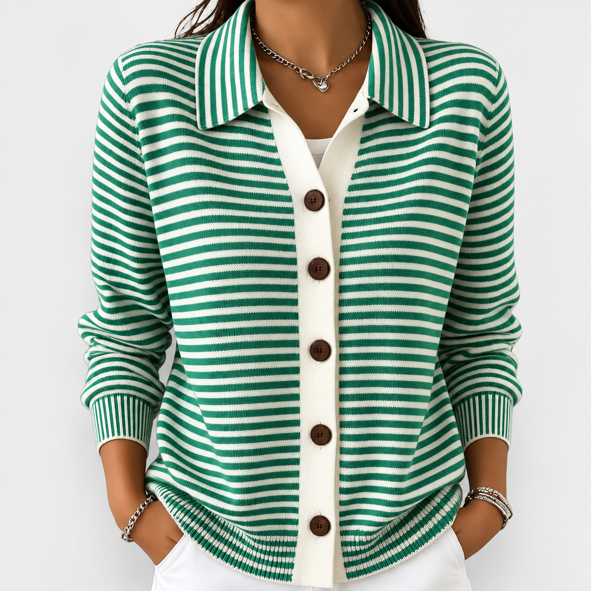 Lesley | The Striped Cardigan