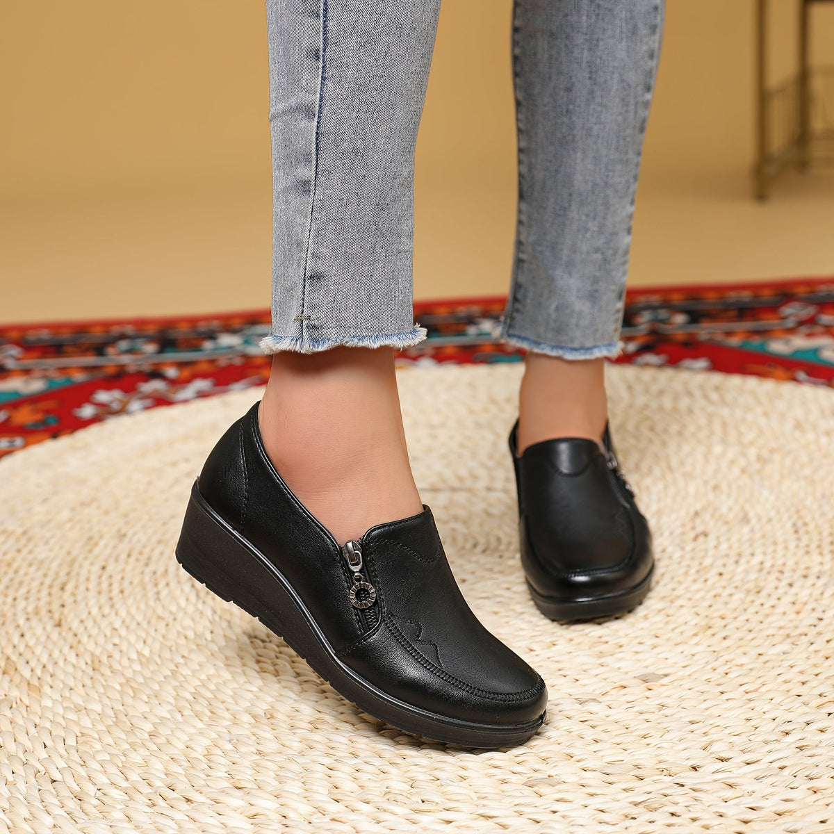 Wynne | Side-Zip Wedge Loafers