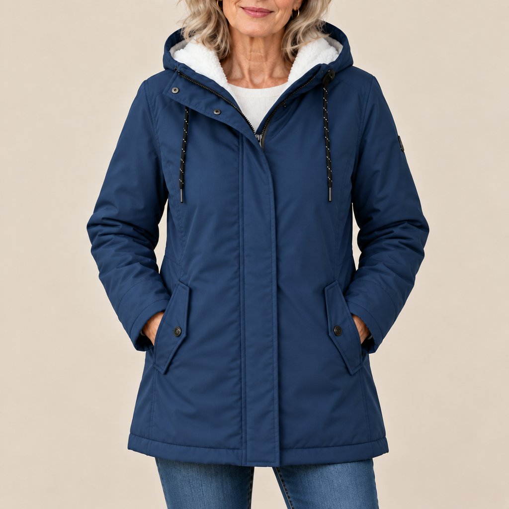 Maeve hooded parka coat in blue