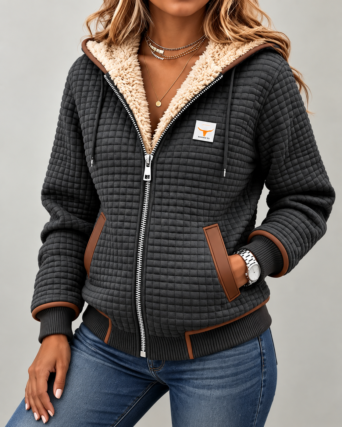 Sandra | Sherpa-Lined Quilted Hooded Jacket