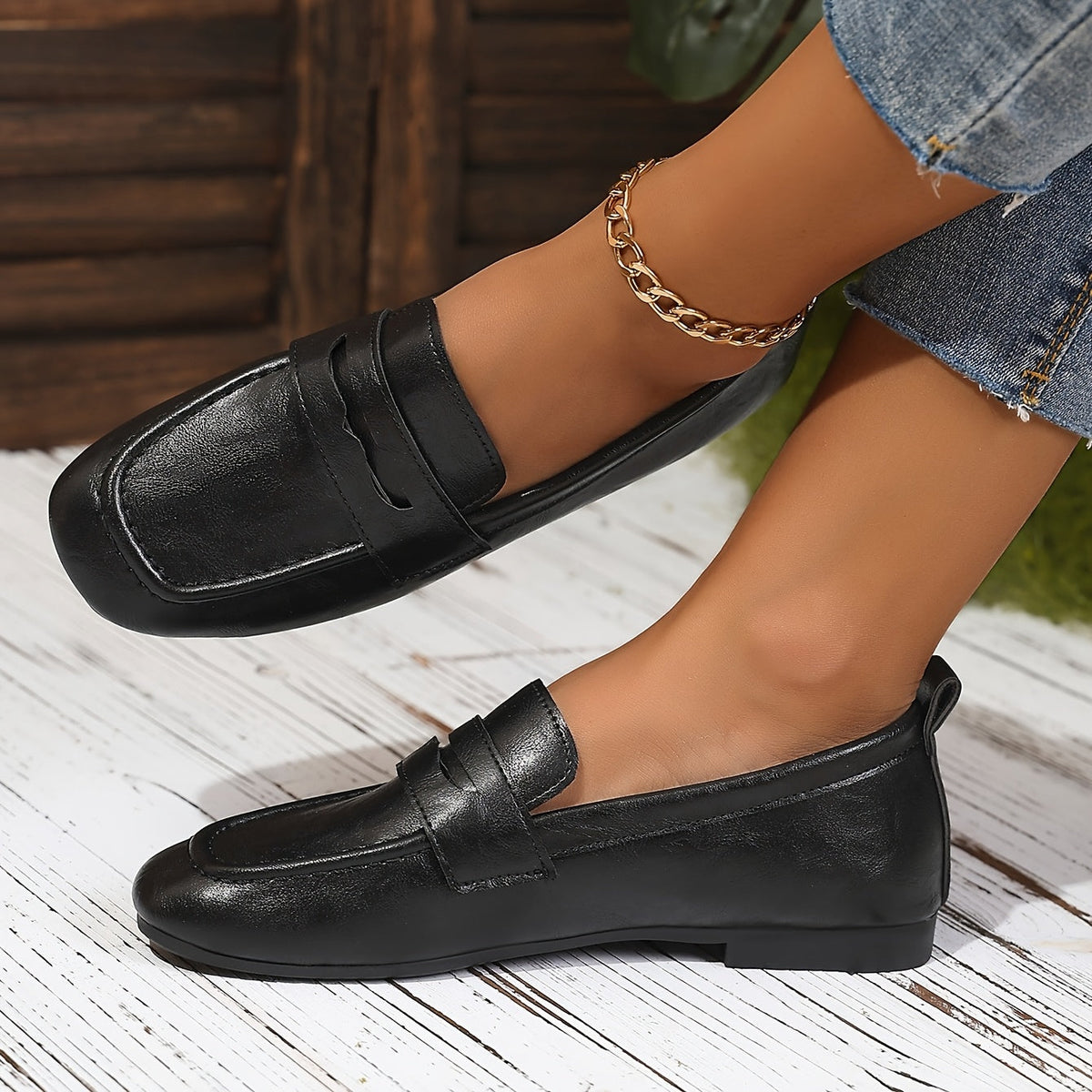 Ottilie | Square-Toe Penny Loafers