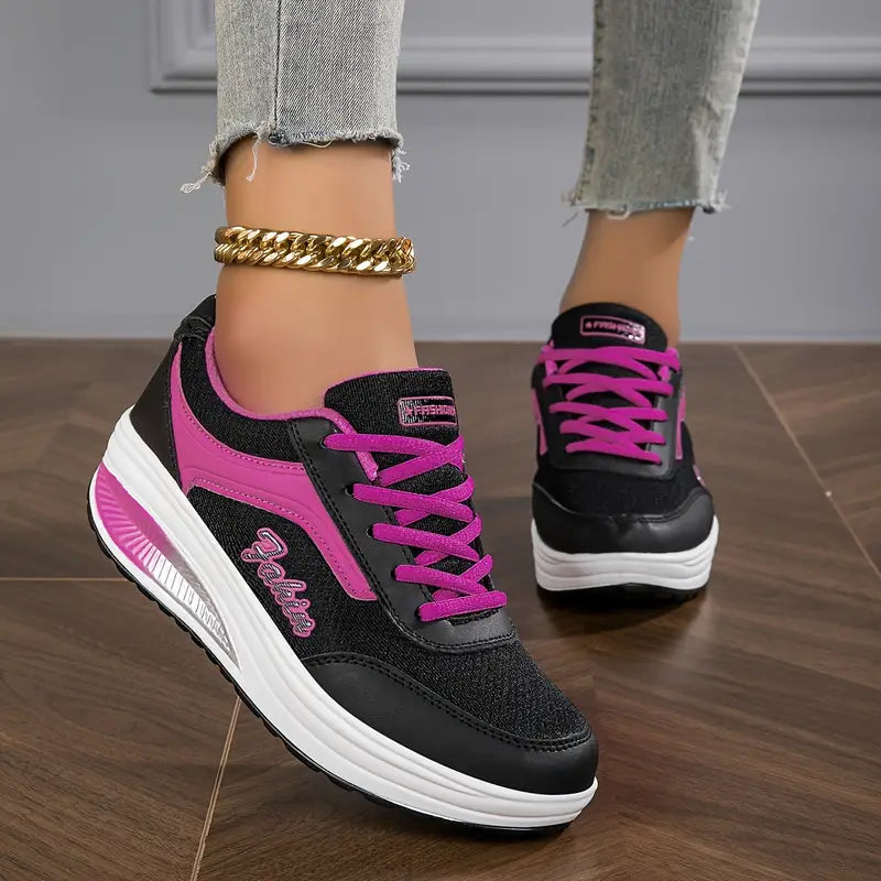Della orthopedic air cushion sneakers in black-purple
