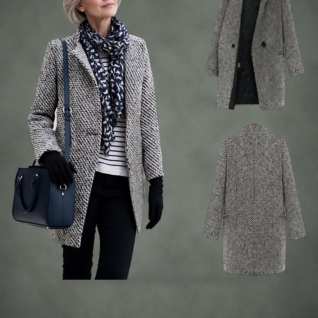 Laurence herringbone long coat, detail