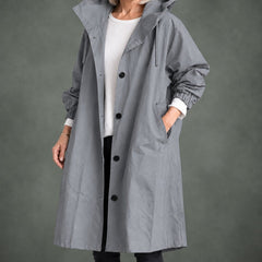 Apolline hooded long trench in light gray