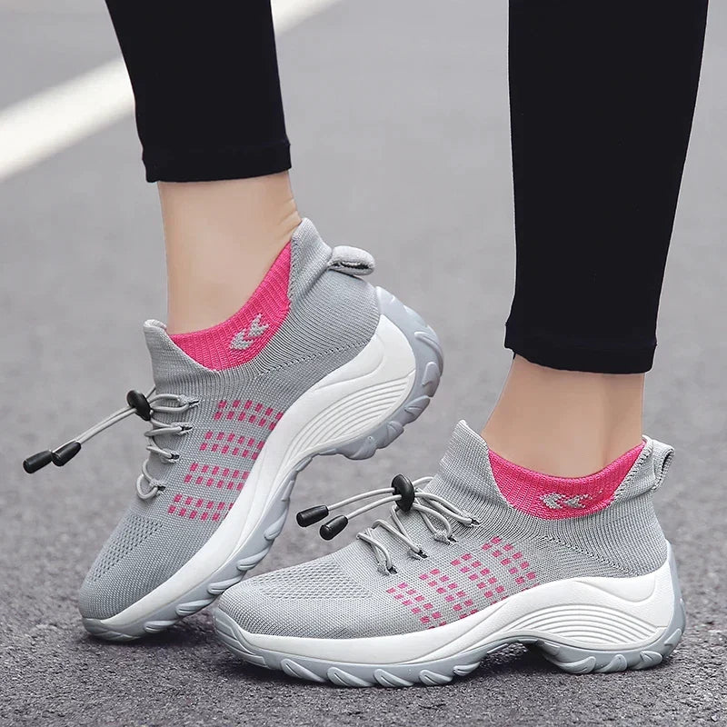 Emily orthopedic sneakers with stretchable cushion in gray pink