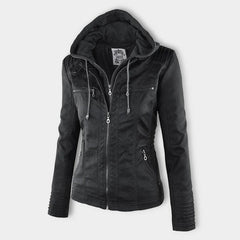 Flavia Jacket in black, hood up