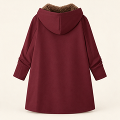 Evelyn cozy lined hooded coat in Burgundy