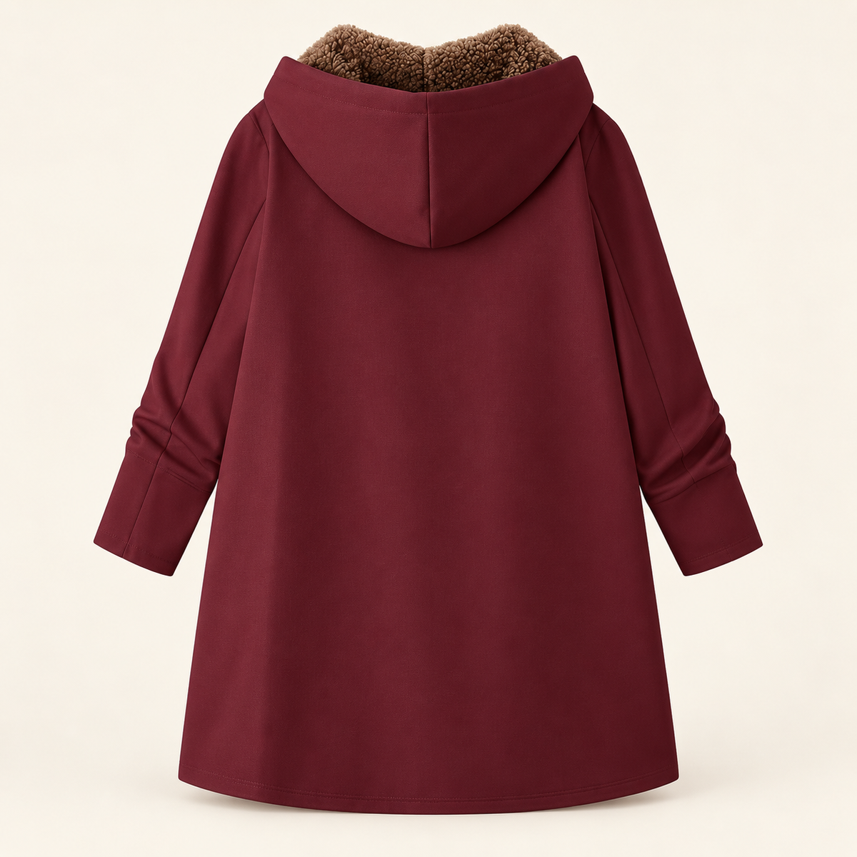 Evelyn cozy lined hooded coat in Burgundy