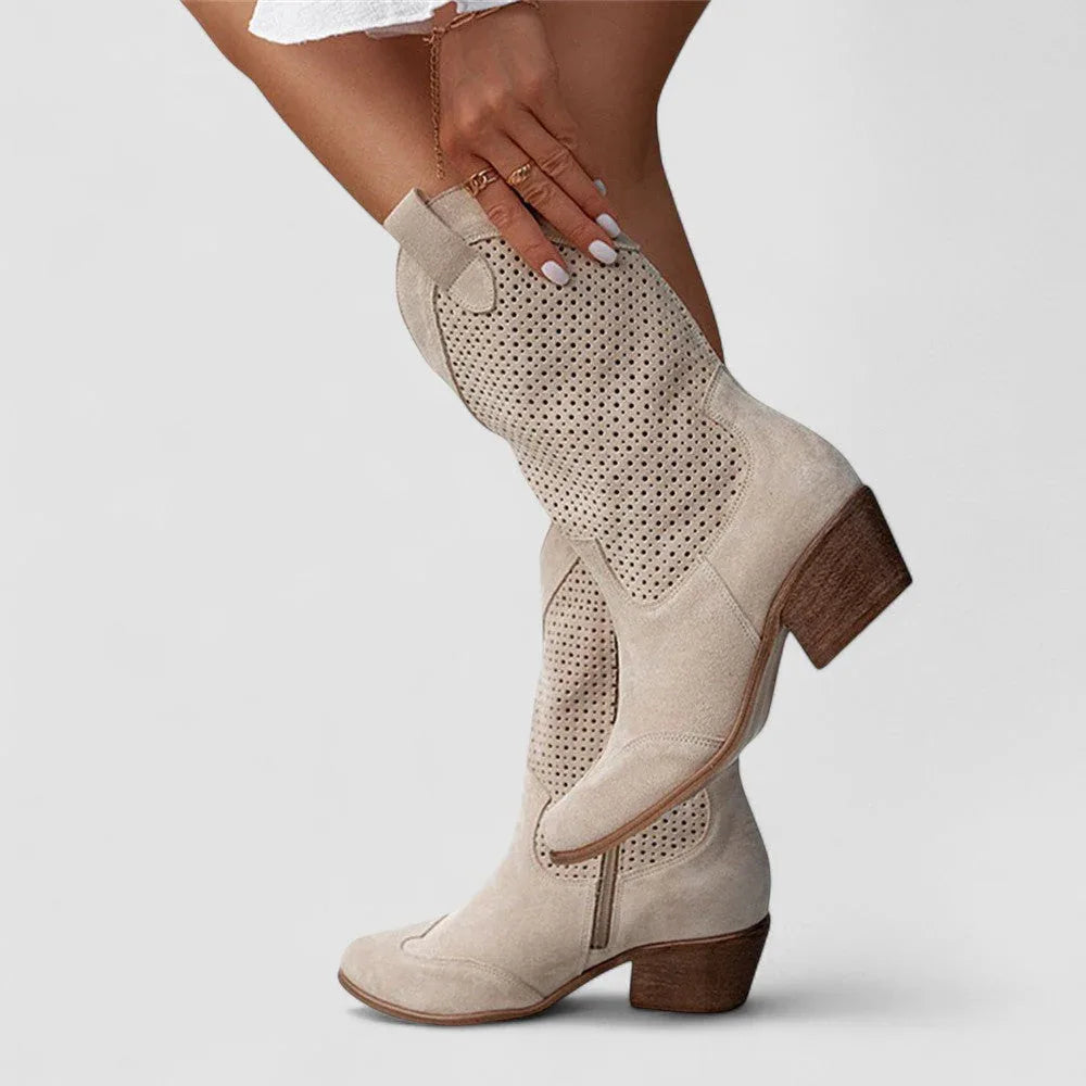 Rachel | Orthopedic Western Boots in Beige