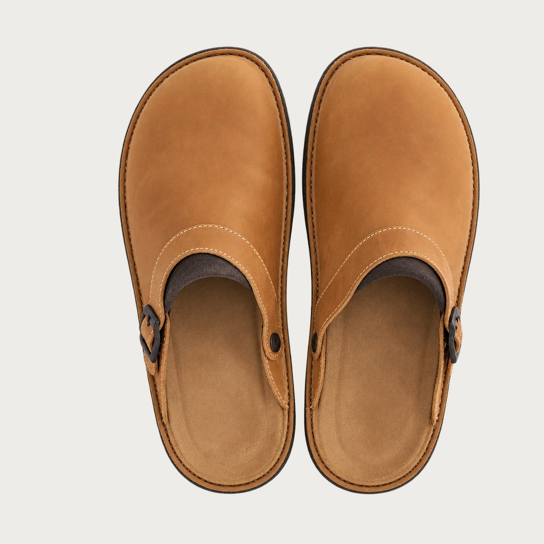Annelies Comfortable Slip-On Clogs in tan, another view