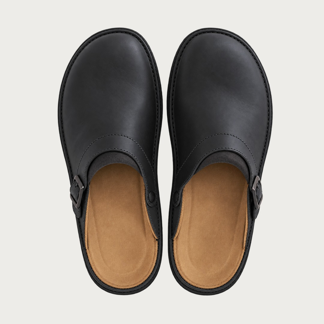 Annelies Comfortable Slip-On Clogs in black, another view