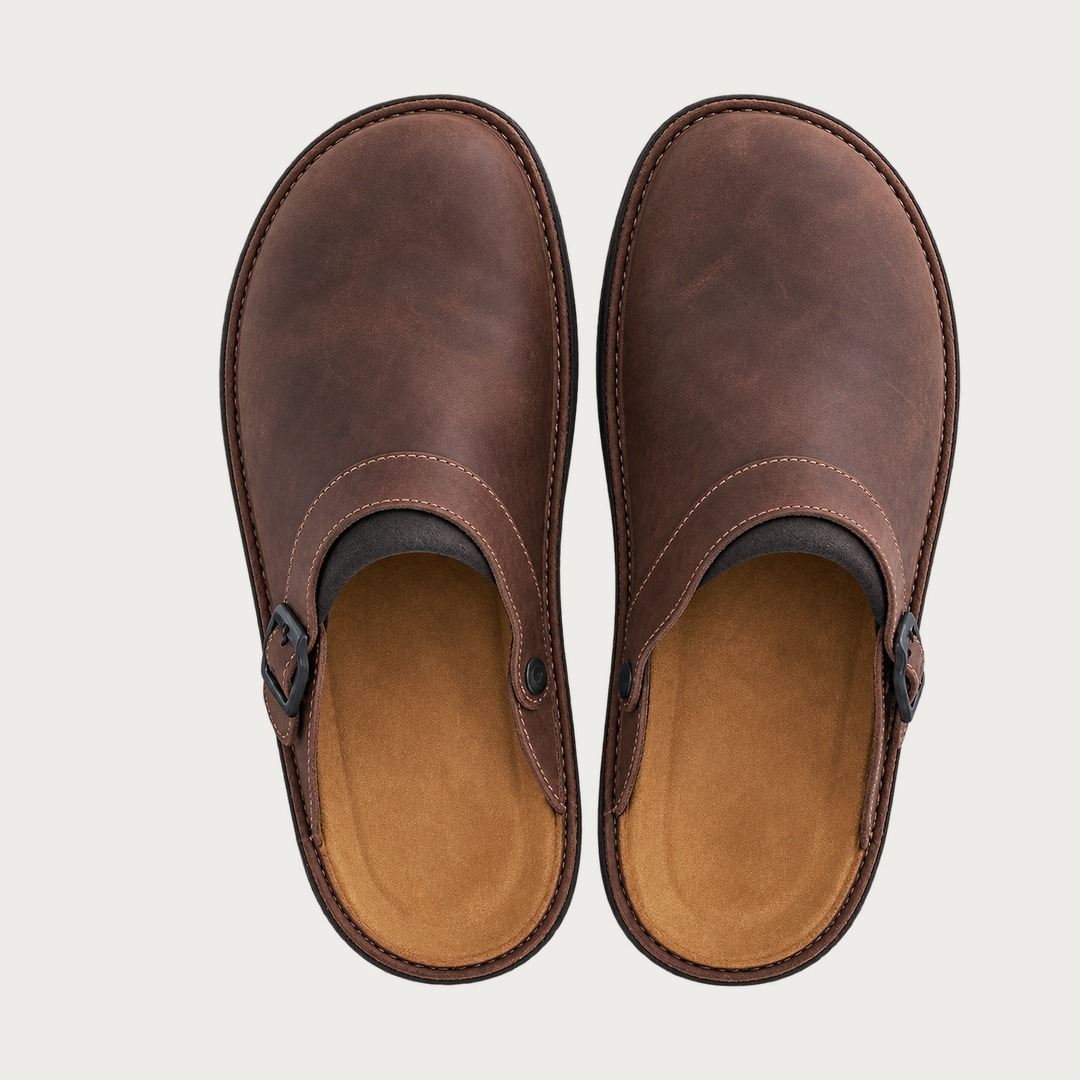 Annelies Comfortable Slip-On Clogs in brown, another view