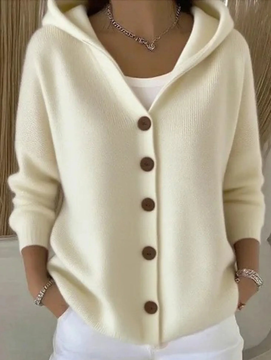 Beatrix Elegant Button Hooded Sweater