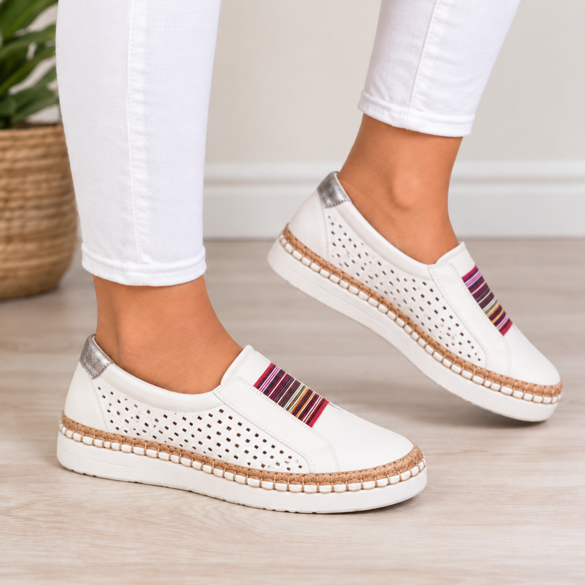 Yara comfortable walking shoes in white