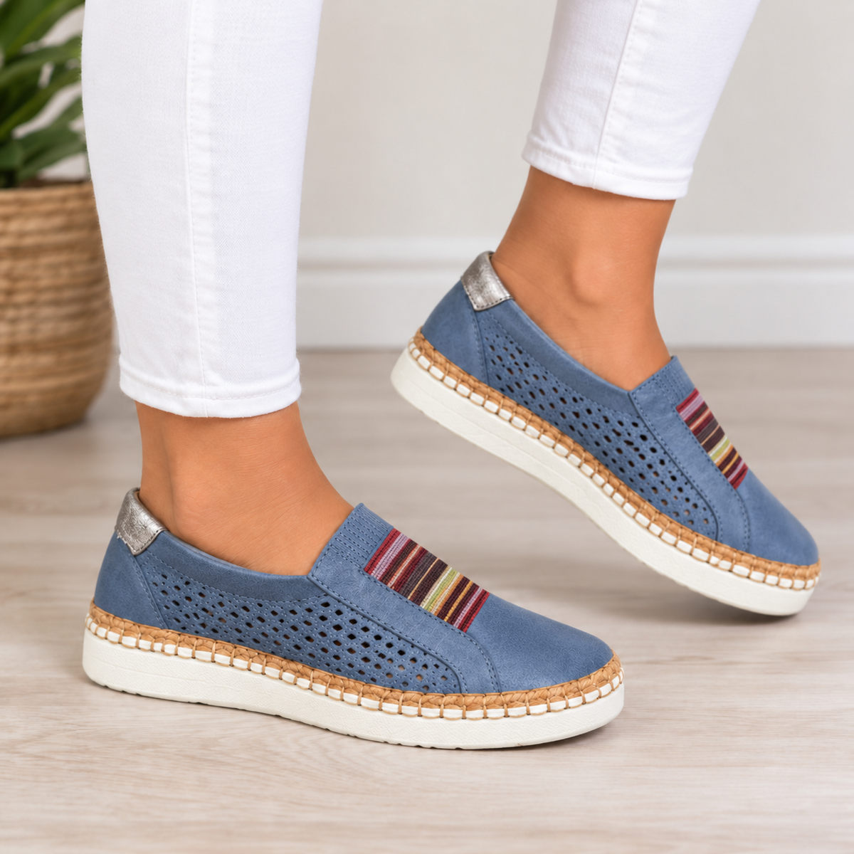 Yara comfortable walking shoes in blue