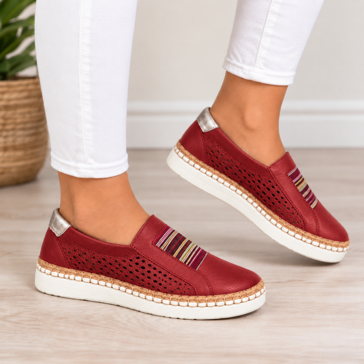 Yara comfortable walking shoes in red
