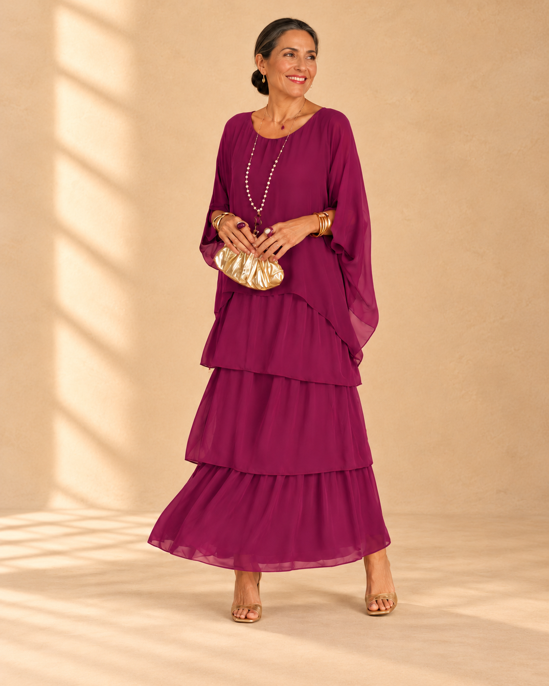 Lara flowing maxi dress in plum