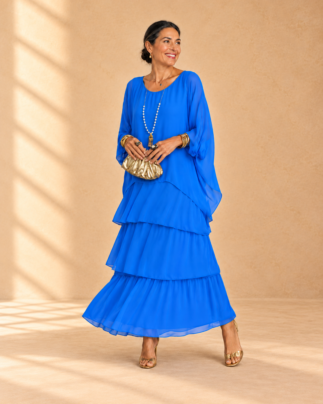 Lara flowing maxi dress in blue
