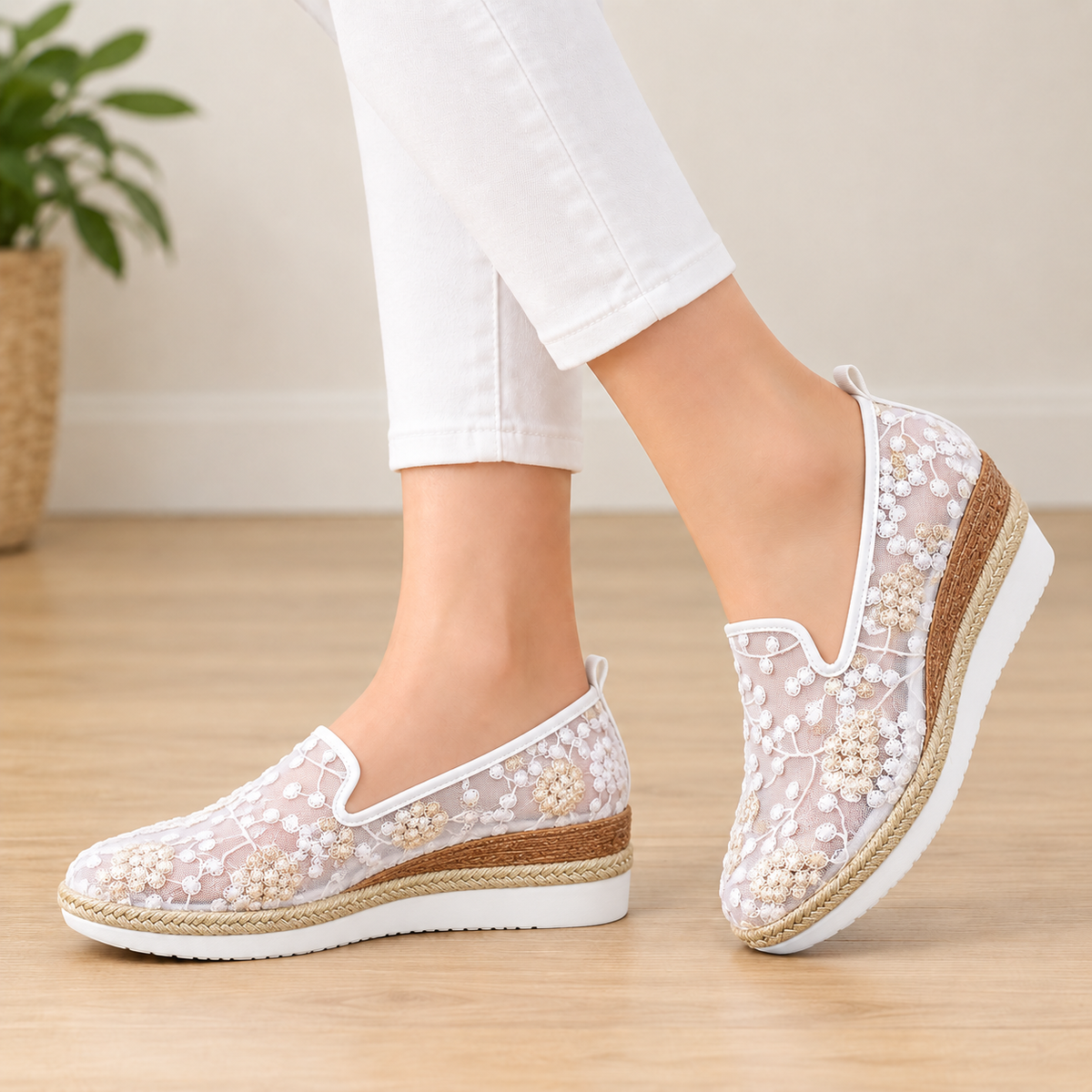 Adele orthopedic comfort loafers in white