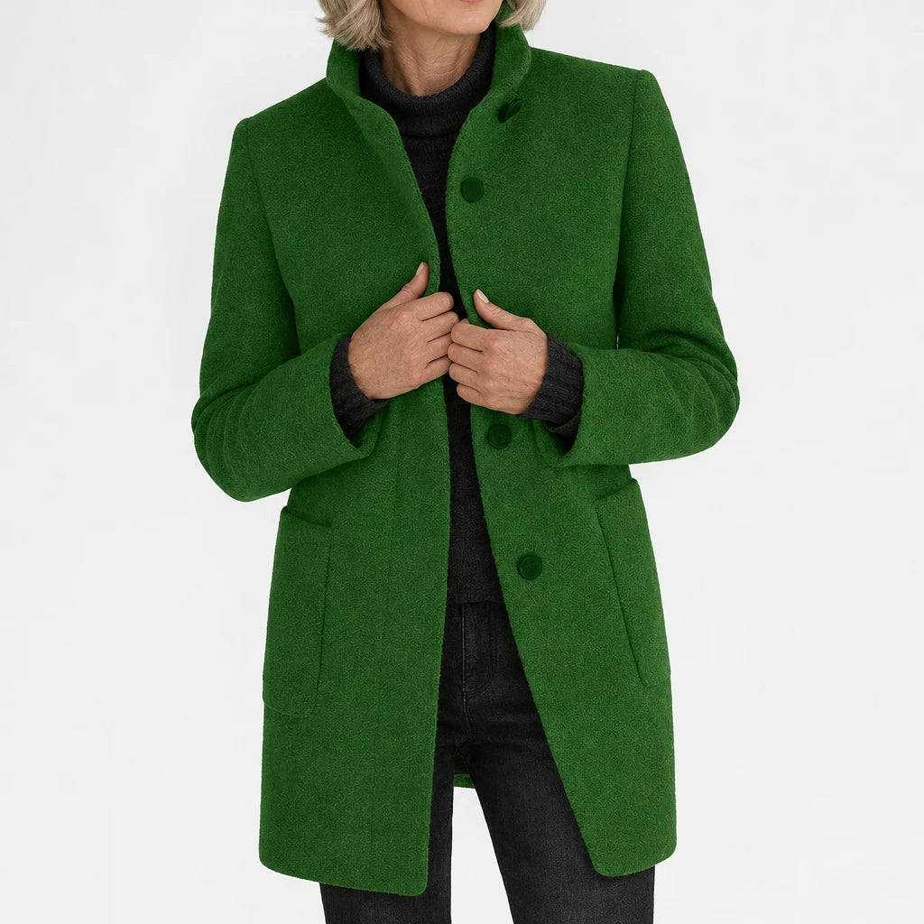 Katherine | Coat with High Collar - Green