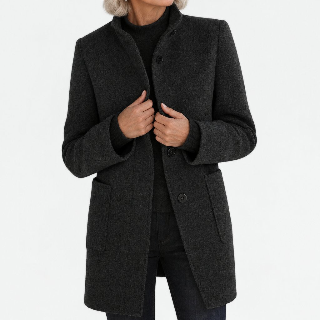 Katherine | Coat with High Collar - Black