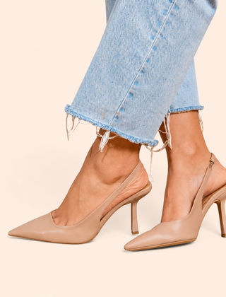 Stella Pointed Slingback Heels in nude