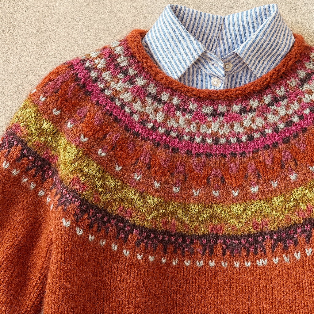 Juliette | Terracotta Jacquard Sweater